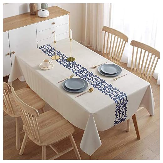 ZWOOS Mantel Antimanchas 140x200cm, Mantel Mesa Rectangular, Mantel para Mesa de Cocina o Salón PVC Mantel Hules para Mesas Impermeable Lavable Manteles Plastico para Interiores y Exteriores (B)