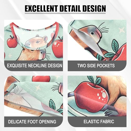 ALAZA Capybara Red Fruit Pajamas Short Sleeve 2 Piece Sleepwear Top and Bottom Pajama Set Unisex4