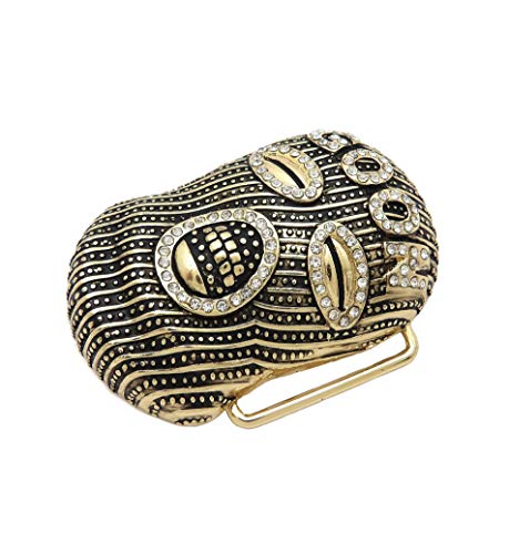 Hip Hop Style Collection Rapper Gold PT Iced Goon Mask Buckle & Leather Belt4