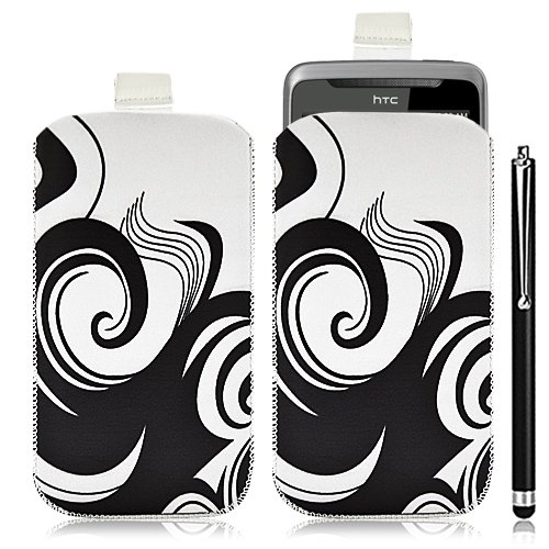 Housse coque étui pochette pour HTC Desire Z avec motif HF04 + Stylet luxe