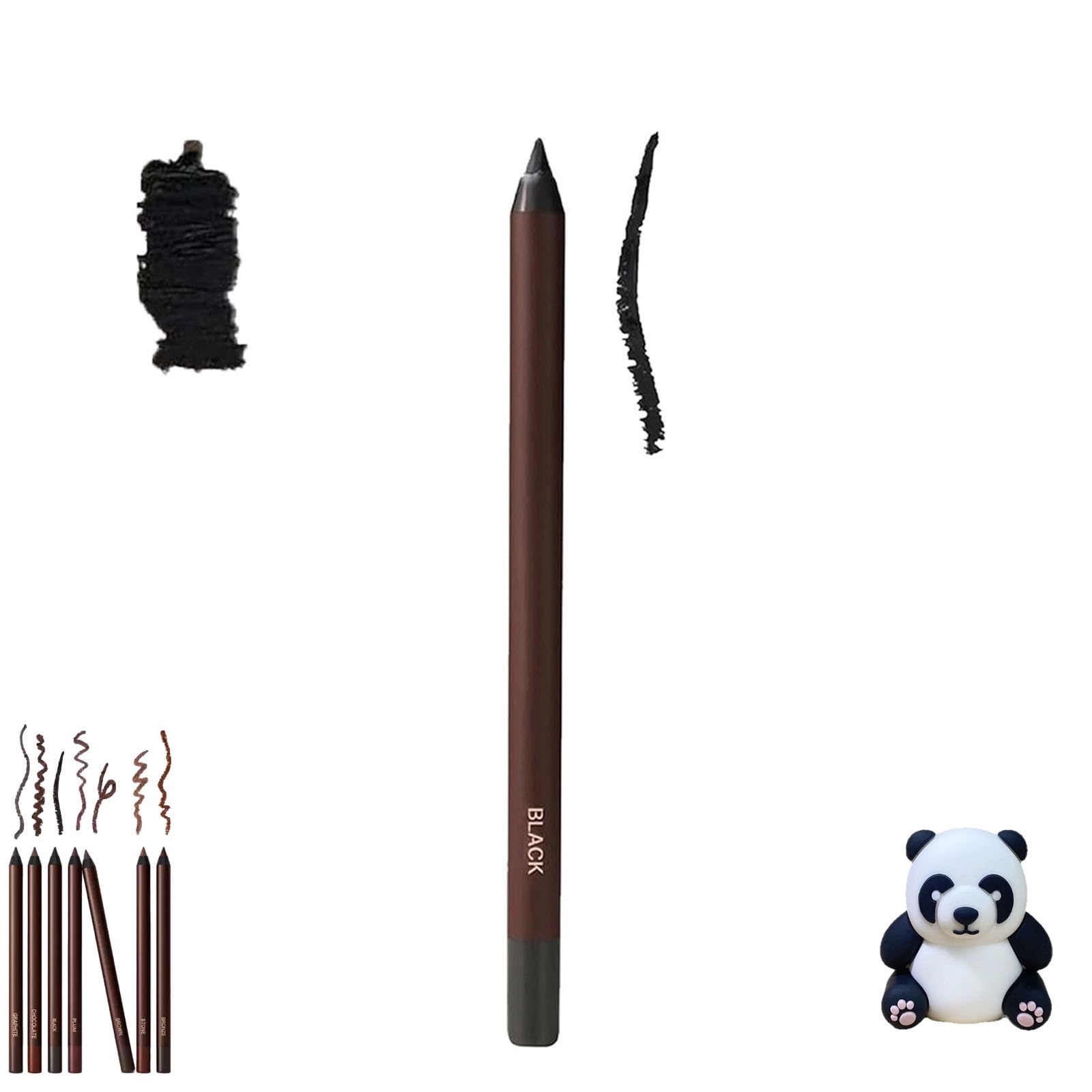 Systemous Eyeliner Pencil, Persona Plum Eyeliner Pencil Waterproof, 2-in-1 Eyebrow, 24 Hour Waterproof Double-Ended, Smooth and Easy to Color with Panda Sharpener (Black)