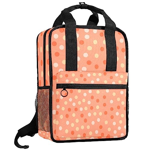 Cartable sac à dos pour garçons ajustable orange à pois anti-fatigue épaules