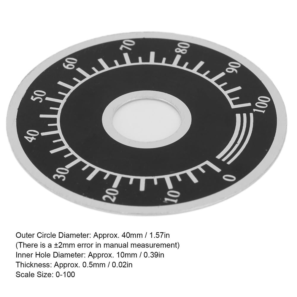Lot de 10 boutons de potentiomètre, échelle à cadran, alliage d'aluminium, 0-100, alésage de 10 mm, pour RV24YN WTH118