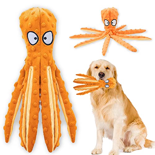 Acehome Squeaky Dog Interactive Play Toy,No Stuffing Octopus Dogs Chew Toy with Crinkle Paper for Medium and Large Dogs Playing