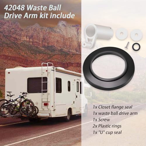 Image of 42048 Waste Ball Drive /Waste Ball Drive Arm Kit Compatible with Thetford Aqua Magic Style Lite, Style II, Style Plus Toilet(Include Closet Flange Seal, Drive Arm, Screw,Plastic Rings)