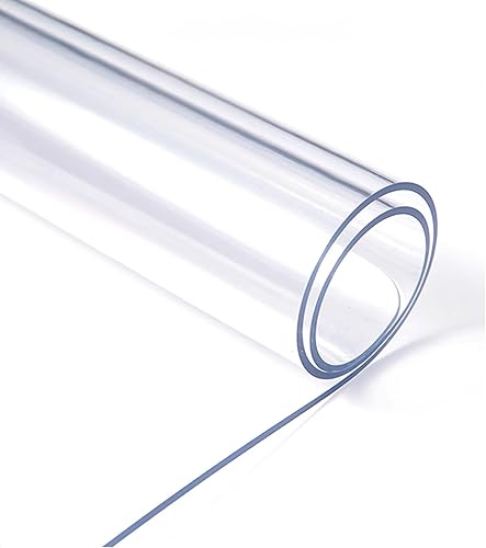 FLAVYO Protector de mesa transparente, 0.039 in de grosor, protector de mantel de PVC transparente, mantel de plástico transparente lavable (28 x 51