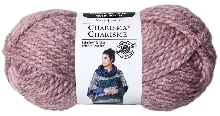Charisma Heather Yarn by Loops & Threads - 3 Ounces - 93 Yards - Blush