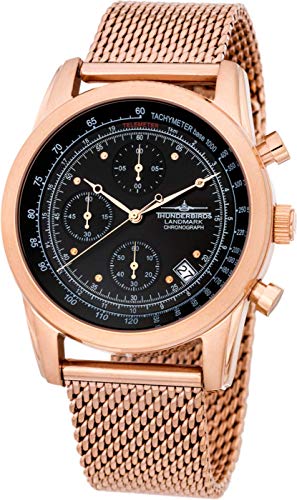 Thunderbirds Herrenuhr, Edelstahl Landmark Chronograph mit Milanaiseband 5ATM