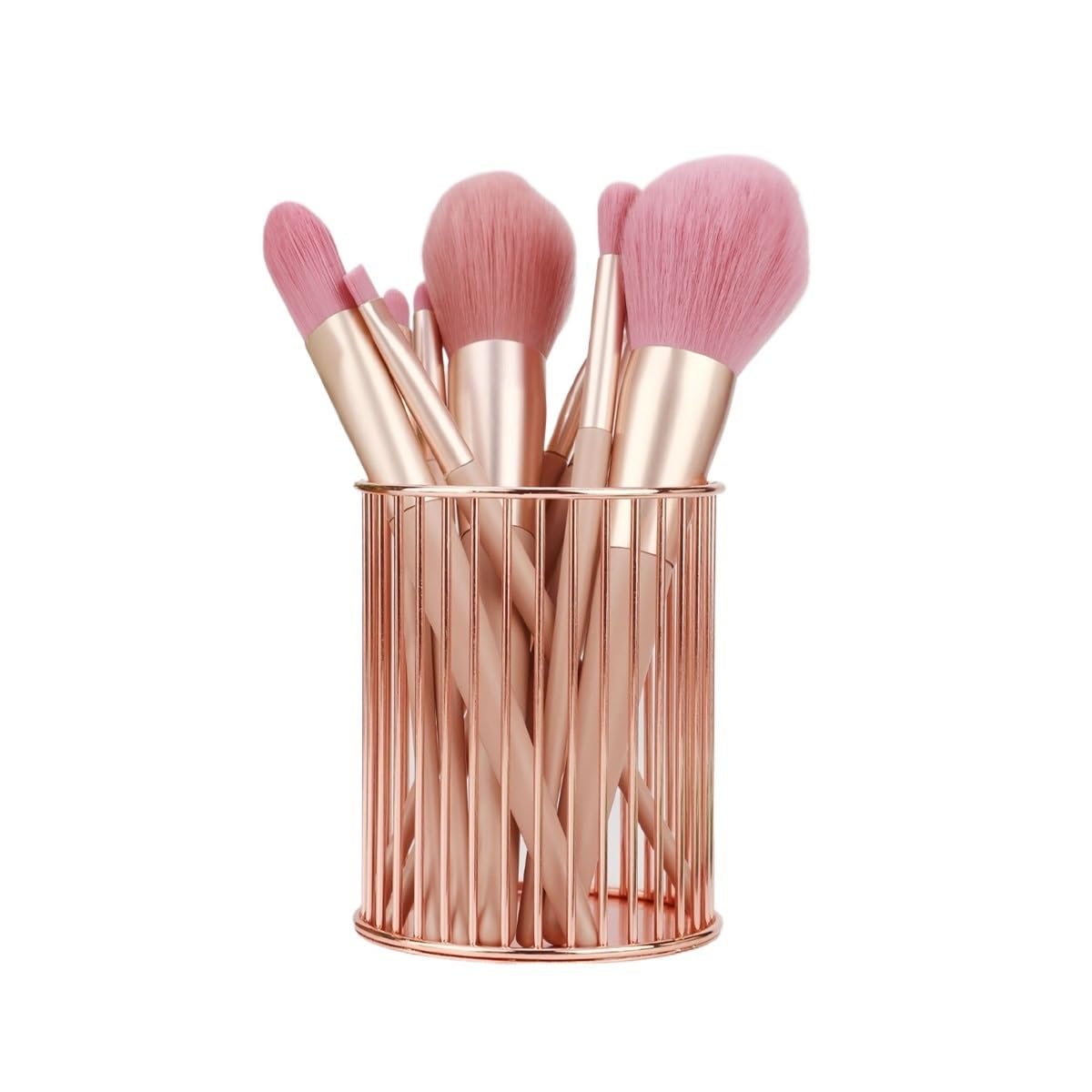 LIANXIBAG 2pcs Metal Iron Makeup Brush Storage Bucket/office Stationery Basket/stainless Steel Multi-function Box(Rose Gold,Style-3)