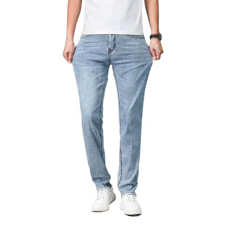 Solid Color Made Old Straight Leg Jeans Vintage Business Comfort Denim Pants2