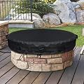GoldenRaindrop Round Fire Pit Cover for In-Ground Fire Pit 70 - 74 Inch, Weather-resistant Tear-resistant Large Round Firepit Covers for Garden?Patio?Backyard - Stone Firepits Protective Cover, Black