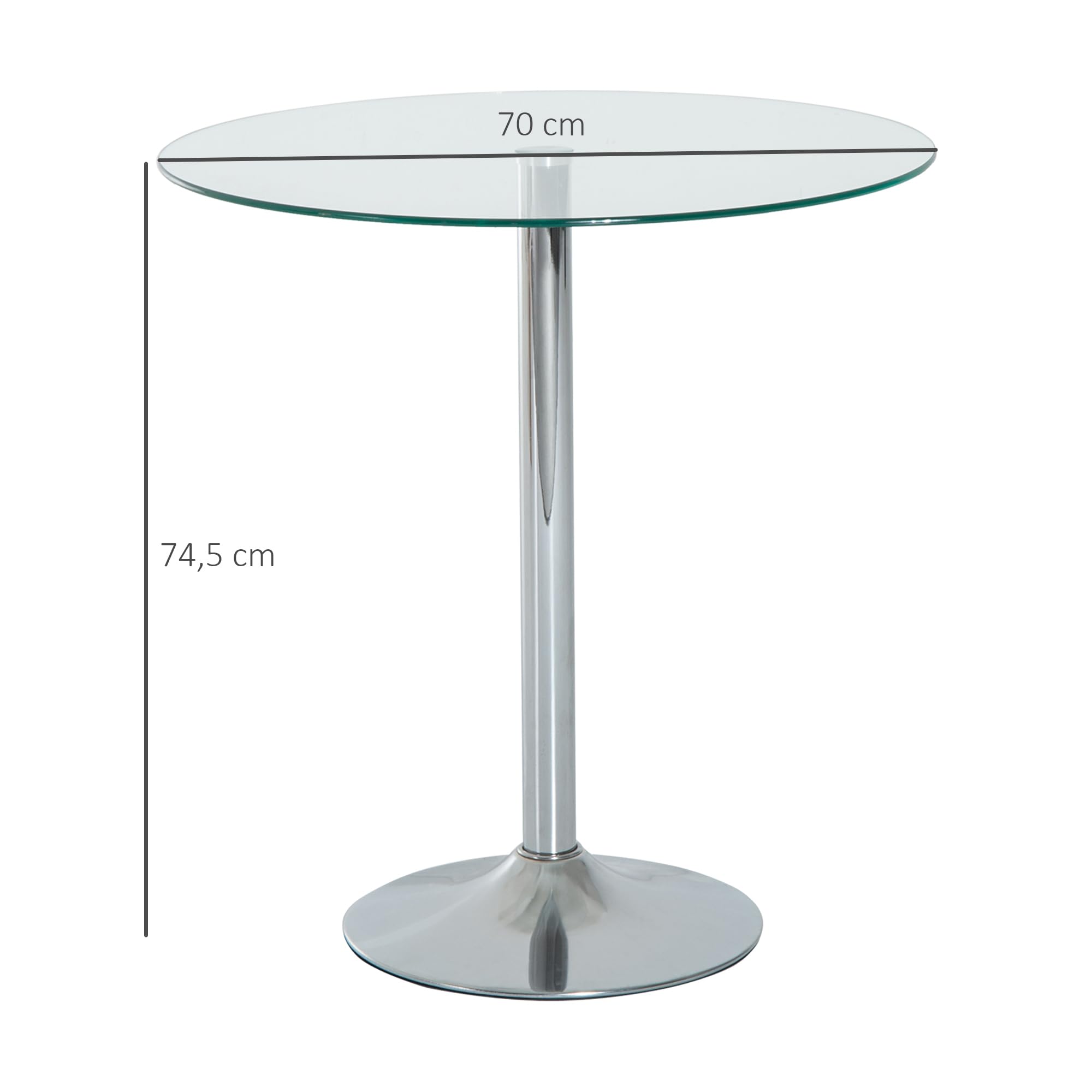 HOMCOM Tavolo bar rotondo telaio acciaio per 4 70x70x74.5cm trasp.