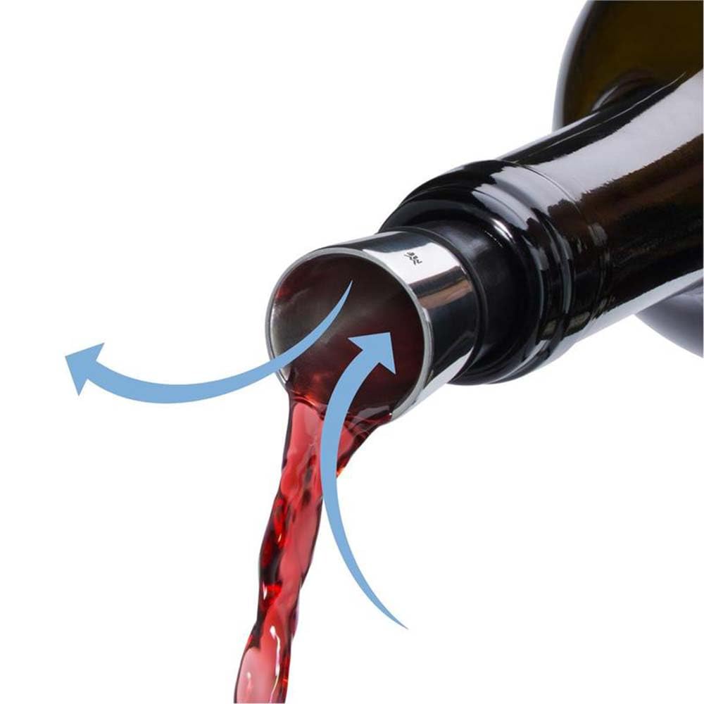 WMF Vino 2in1 Weinausgießer mit Flaschenverschluss, 2,4 cm, Ausgießer, Cromargan Edelstahl, Silikon, für alle Weinflaschen