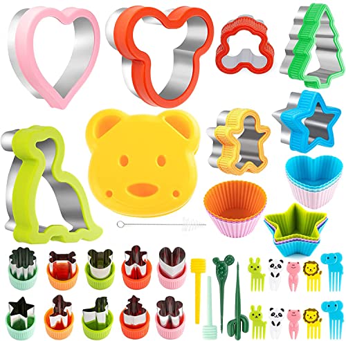 Recopilación de Moldes con formas al mejor precio. 41 Cortador de sándwiches,Moldes Galletas Infantiles 42 Piezas,diseño de dinosaurio、formas de corazón y estrella y formas redondas, etc. para Bento Box y Lunch Box