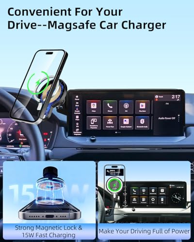 Image of PZK Car Phone Mount for 2023-2025 2026 Honda Accord Hybrid Sport /-L /EX-L /Touring /Prime (Only for 12.3-Inch Screen) Magnetic 15W Fast Wireless Charger Car Phone Holder (Not Fit for LX /EX /SE Series)