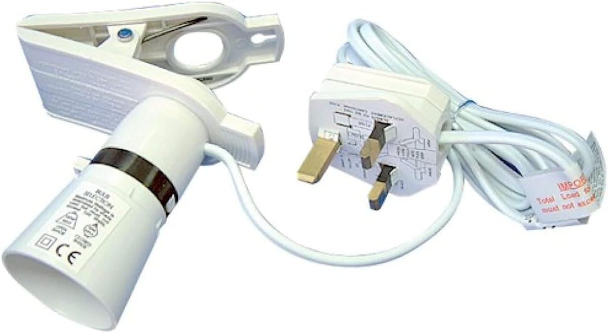 LUXE DIVA Clip Desk Lamp Holder UK Plug Light Bulb Socket Base Switch, Scratch Free Clip & 2M Cable Fixed Portable On The Desk Table Socket Pin Bulb Holder Ideal Lighting at Home, & Shop, White-image-13