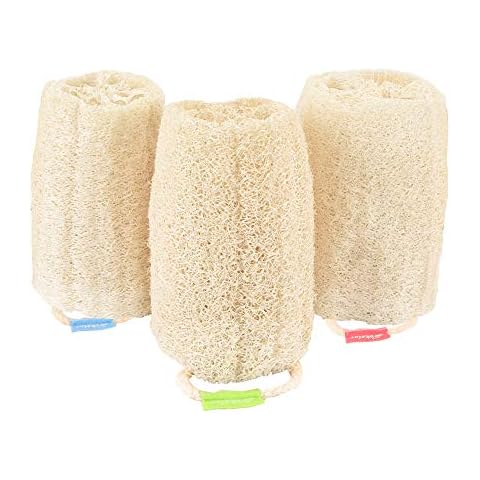 Natural Exfoliating Loofah Sponge - Body Scrubber for Shower Scrubbing, Organic Luffa Sponges, Egyptian Real Loofa, Bath Shower Puff for Bathing, Spa, Massaging Daily Skin Cleansing Care Cover