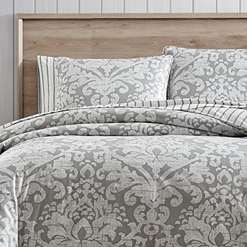 Stone Cottage - King Comforter Set, Reversible Cotton Sateen Bedding With Matching Shams, All Season Home Decor (Camden Grey, King) #TOP3