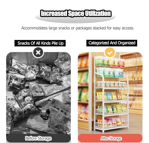 Espositore per snack a 4/5 livelli con ganci, supporto da pavimento per patatine e dolcetti, organizer da cucina, scaffalatura per dispensa commerciale, ideale per sale relax e soluzioni per la