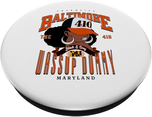 Miniatura 2 de 410 Código de área Baltimore Maryland Flag Blaq Girl Bmore Pride PopSockets estándar PopGrip