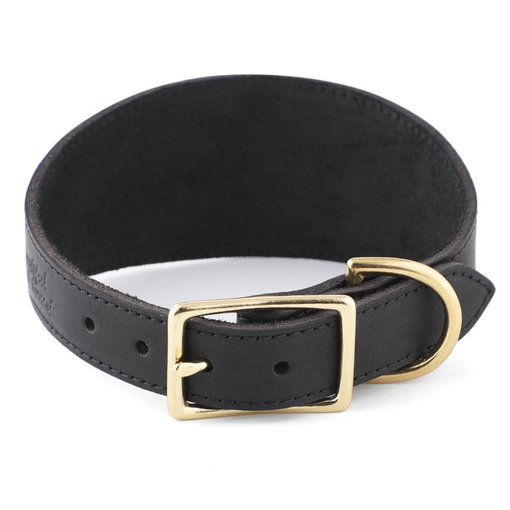 Snootiful Hound Leather Sighthound Collar, Black, 35-43cm - Image 2
