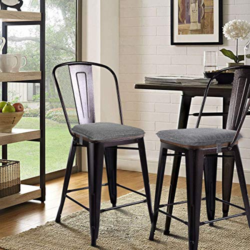 Baibu Super Soft Metal Dining Chair Pads Bar Stool Cushion With Ties For Metal Chairs Or Bar Stools - One Cushion Only (Grey, 14X14X1.5In) #TOP5