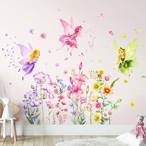 Tanlaby Flower Fairy Wall Stickers for Kids Cover