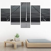 SIGNWIN 5 Panel Canvas Wall Art Modern Art Abstract Closeup Colorful Cool Geometric Minimalist Mixed Media Multicolor Patterns for Home Decorations Ready to Hang - 60