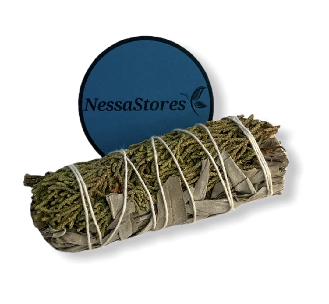 NESSASTORES - White Sage + Juniper Smudge Incense 4" Bundle #JC-206 (1 pcs)