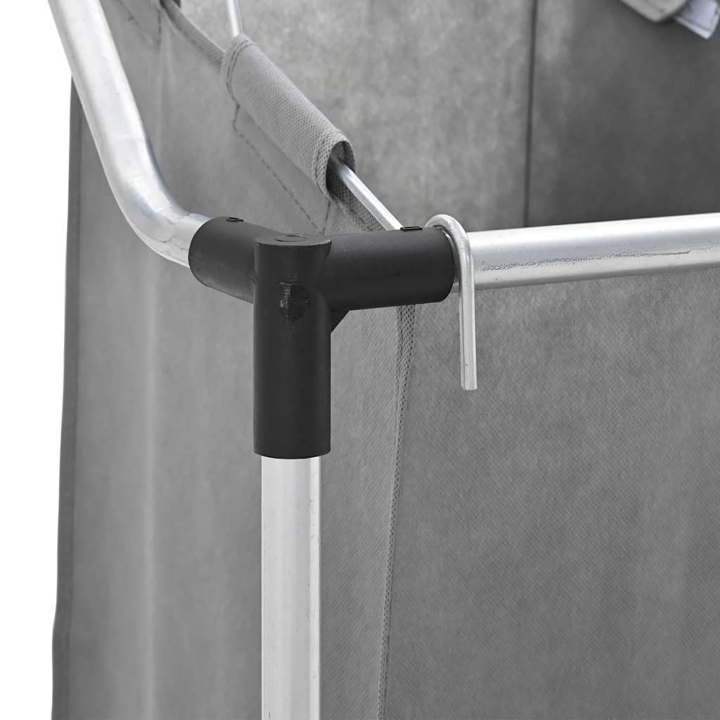 Cesto portabiancheria con ruote, 3 scomparti, grigio | Struttura in acciaio con rivestimento in plastica, 4 ruote girevoli con 2 freni, sacchetti portabiancheria rimovibili