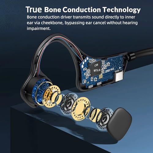 Image of Bone Conduction Headphones Bluetooth Open Ear Headphones with mic Wireless Muitipoint Connection IP65 Waterproof Sports Headsets for Running Cycling and Workouts