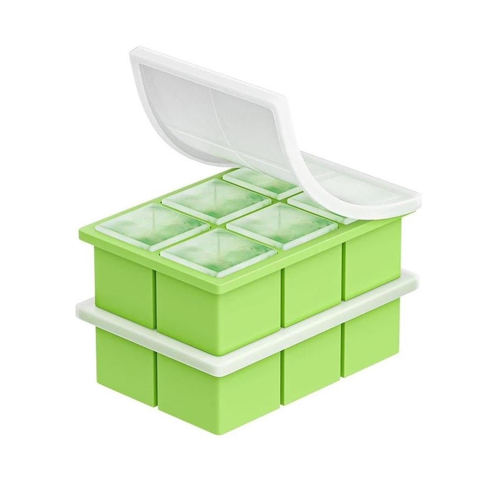Vassoio quadrato grande for cubetti di ghiaccio in silicone con coperchio