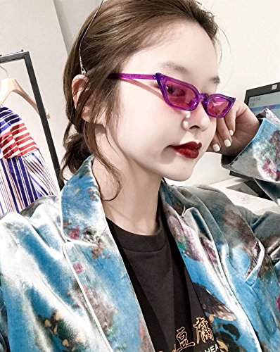 Image of W&Y YING Small Cat Eye Sunglasses for Men and Women Skinny Retro Frame Y2K Shades Trendy Fun Fashion Glasses