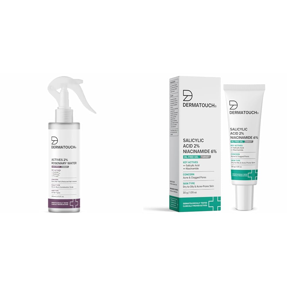 DERMATOUCH Rosemary hair Spary For Hair Growth 200ml & Salicylic Acid 2% Niacinamide 6% Anti-Acne Oil-Free Gel For Active Acne, Oil Balancing, Pore Tightening 30g-image-27