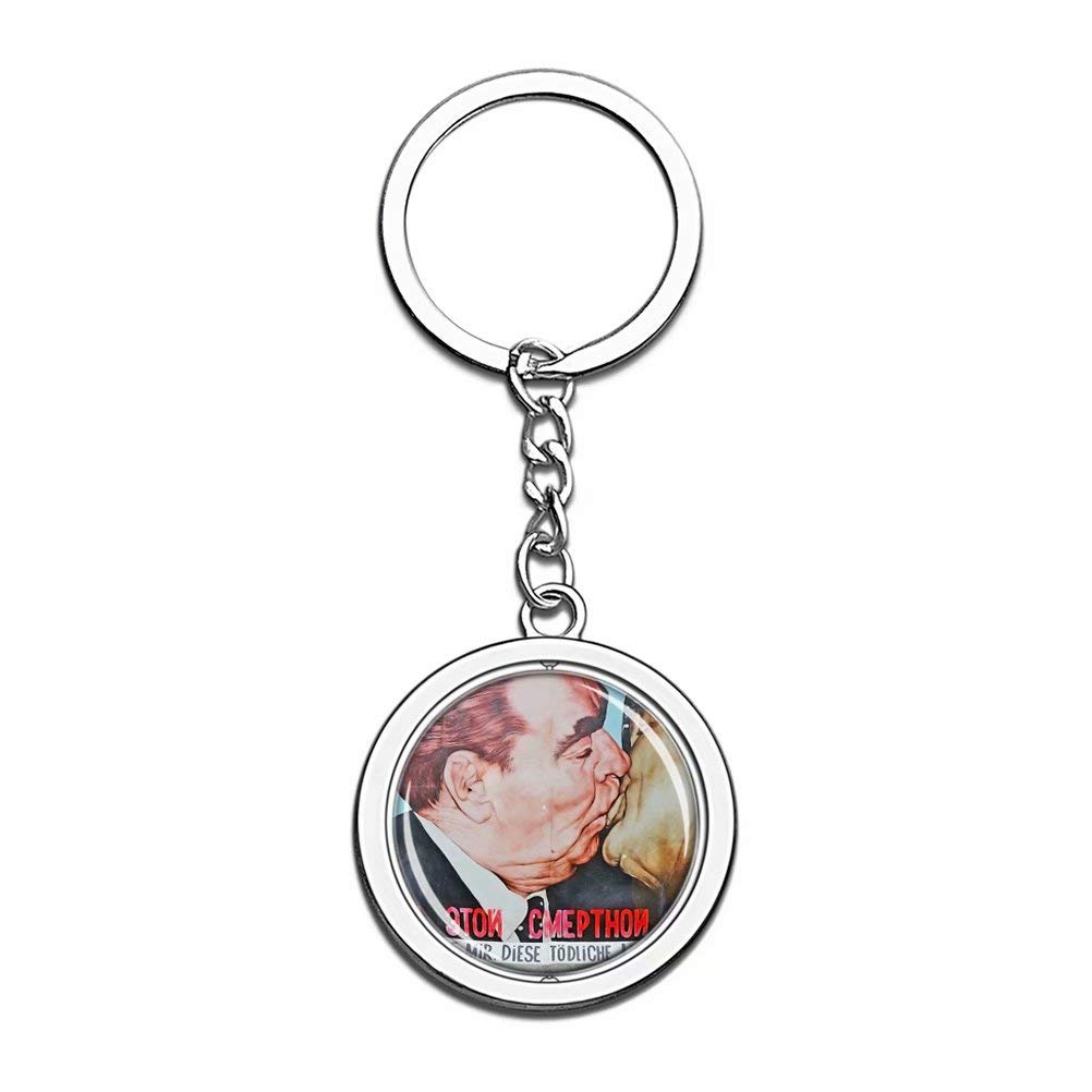 "N/A""N/A" Germany Memorial of The Berlin Wall Keychain Unique Creativity Tourism Souvenir Gift Spin Stainless Steel Crystal Chain