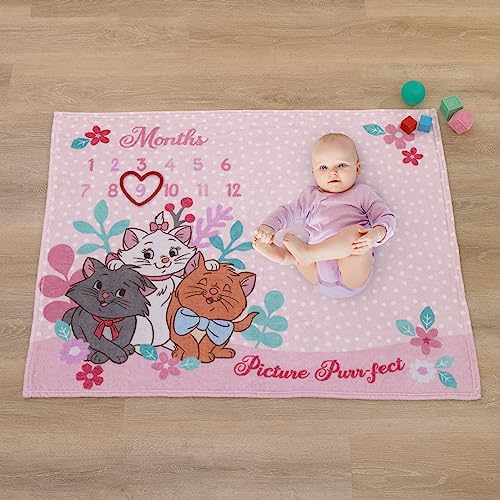Image of NoJo Disney Aristocats Pink Picture Purr-FECT Super Soft Photo Op Milestone Baby Blanket