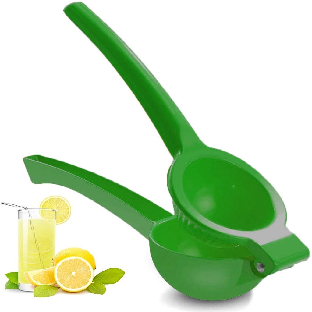 JMcall 1PC Premium Quality Metal Lemon Lime Squeezer Manual Press Juicer(Color:Green,Orange & Material:PVC)