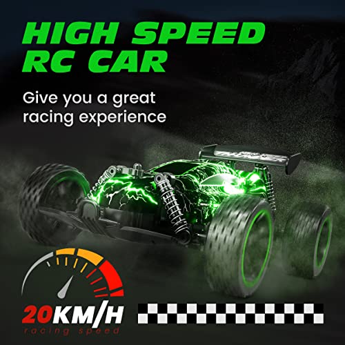 Image of Tecnock RC Cars for Kids, 1:18 Scale 2WD RC Car with LED Lights, 2.4GHz Remote Control Car with USB-C Easy Charging & 50 Mins Playtime, Toys Gifts for Boys & Girls Ages 8-12