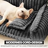noviclass® Hundesofa Chaffar Hundebett | Orthopädische Matratze | Moderner Stil | Cord-Design Größen (Kohle, L (100cm))
