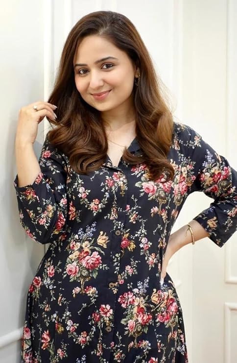Image of GRECIILOOKS Co ord set for women stylish | Anarkali Kurta-Set - Viscose Printed Kurta & Straight Pant | kurtis| Festive Indian Traditional Outfit Dress for Functions & Puja | Trendy Travel & Streetwear Look for Woman | 3 /4 Half Sleeve