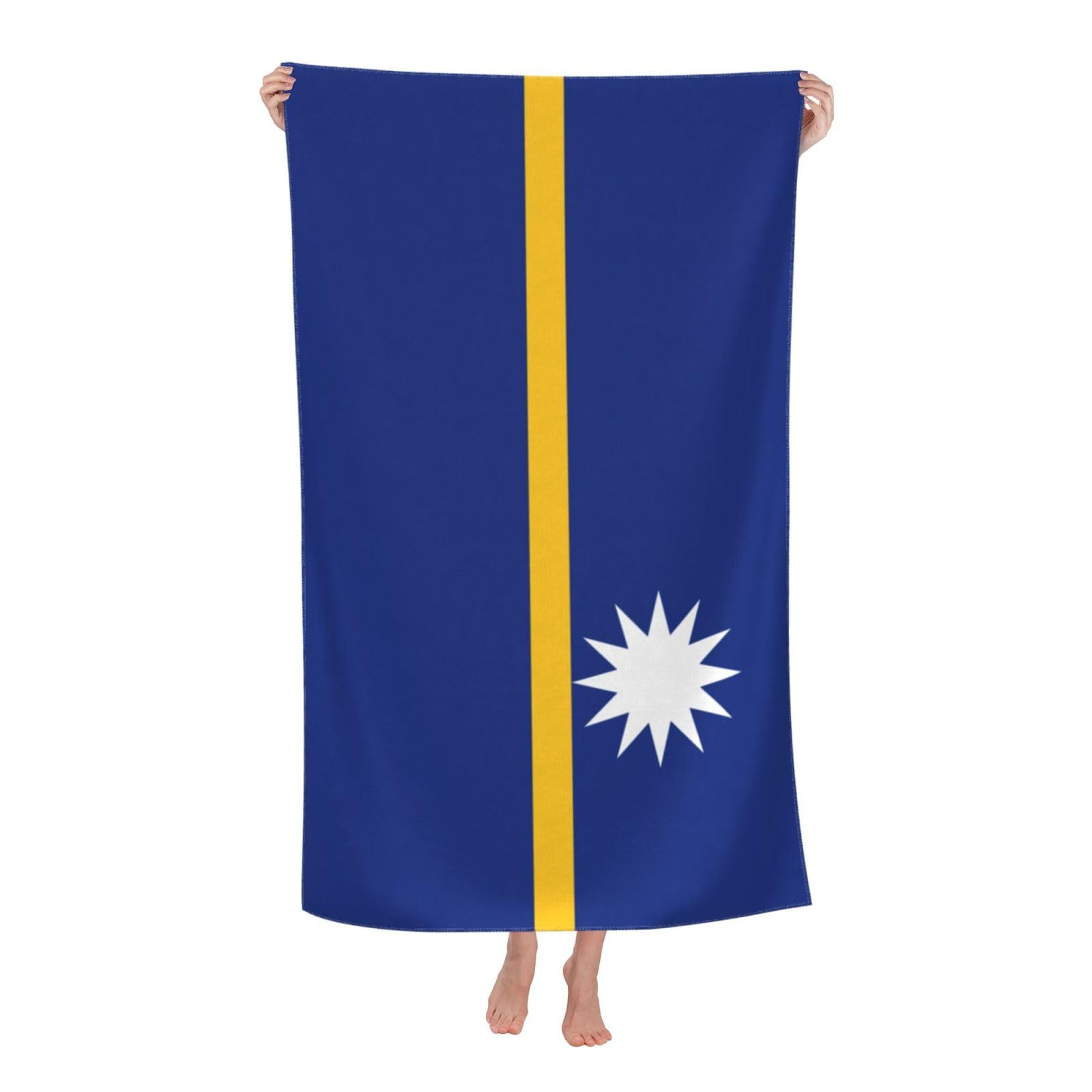 pojknbv Flag Of Nauru Print Oversized Adult Beach Towel Quick-Dry Comfortable Lightweight Travel Pool Camping
