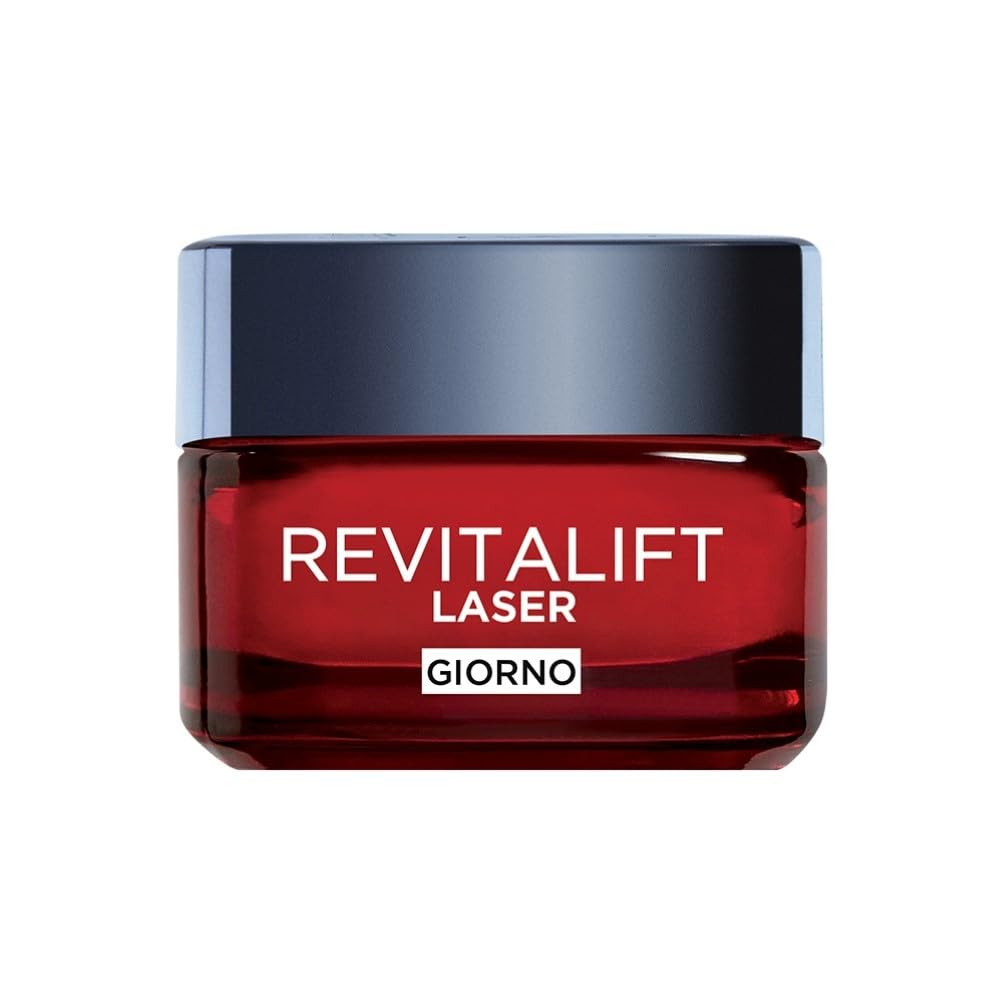 L'Oréal Paris Crema Viso Giorno Revitalift Laser, Azione Antirughe e Anti-​Età, Per Pelle più Soda e Tonica, Con Acido Ialuronico, Vitamina C e Pro-​Retinolo, 50 ml