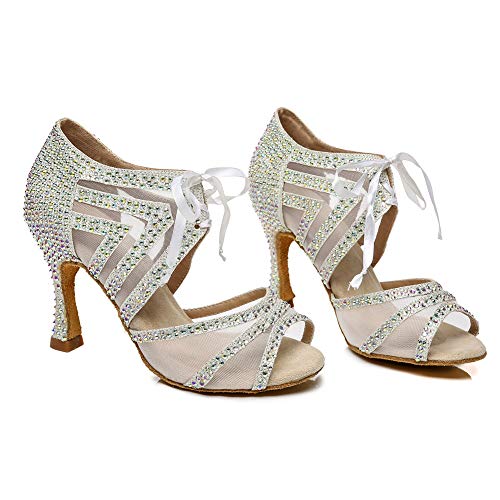 JUODVMP Scarpe da Ballo Latino Salsa con Strass