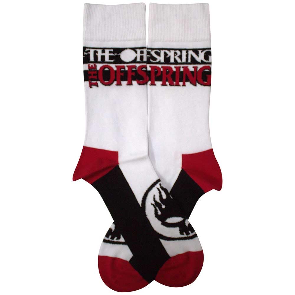 Paradiso Clothing Unisex White The Offspring Flaming Skull Band Logo Ankle Socks