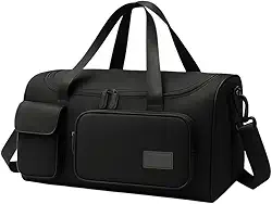 Bolsa Feminina de Viagem Grande 30L – Mala de Bordo 10kg Dobrável com 5 Compartimentos, Alça Transversal, Ideal para Academia, Passeios, Maternidade e Fim de Semana (Preto)