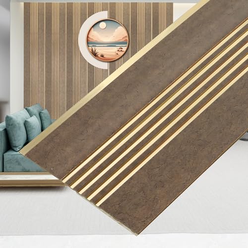 Image of Plantex Louvers Panel for Wall /8 Feet Wall Panels /3D Charcoal Panel for Interior Walls Decor - Pack of 5 Covers - 40 Sq. Ft, Size-1 Feet x 8 Feet (WD-2204)