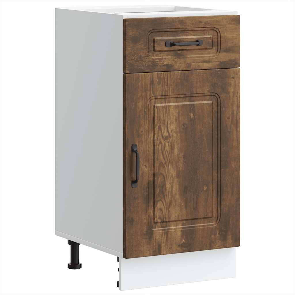 vidaXL Kitchen Base Cabinet Kalmar Smoked Oak Engineered Wood, sink base cabinet, base kitchen cabinet with drawer, sink base unit — image 1