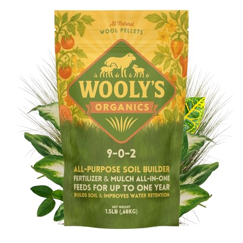 Woolys Organics All Natural Wool Pellet Fertilizer 9-0-2 NPK All-Purpose Soil Builder 1.5 lb