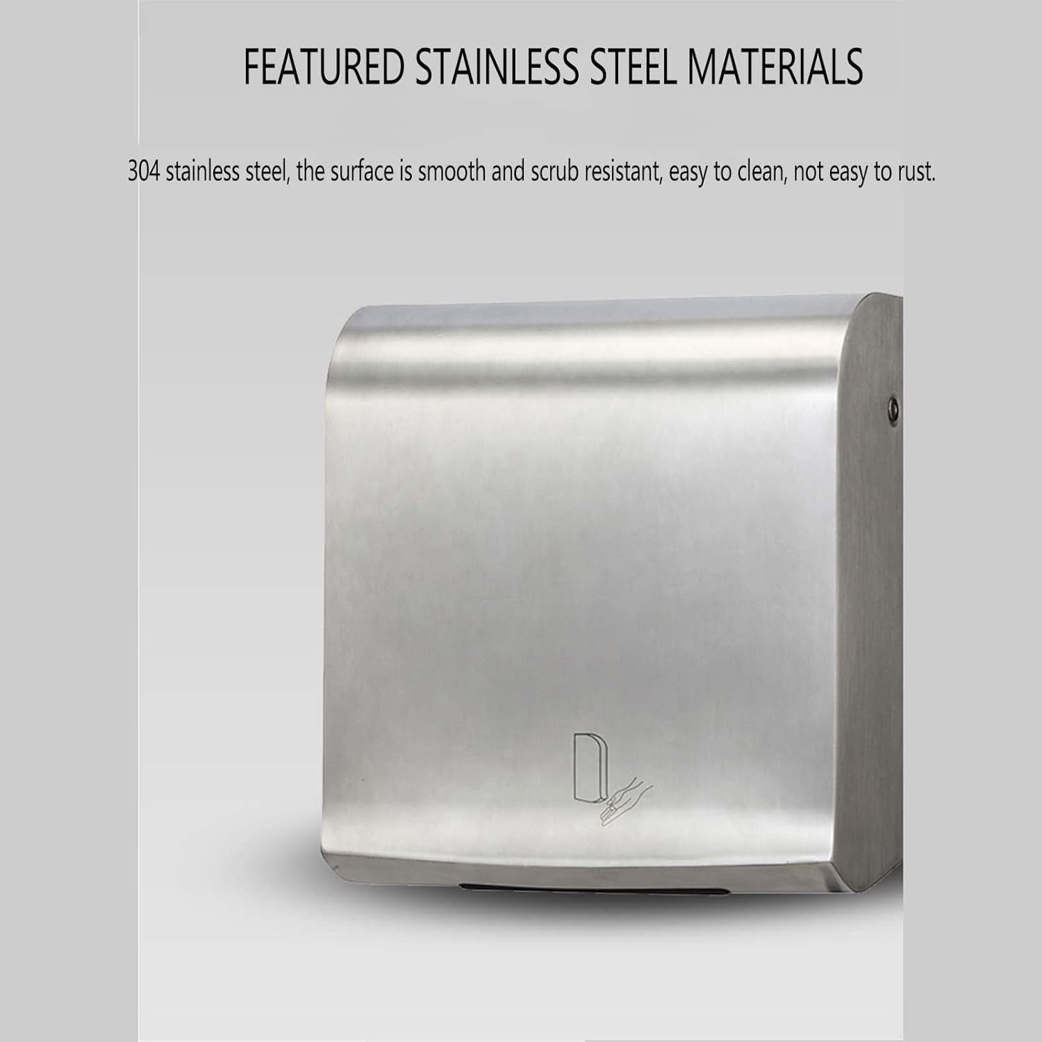 Automatic Induction Ultra-Thin Stainless Steel Hand Dryer - Strong Power Infrared Induction 304 Stainless Steel Automatic Switching Between Hot and Cold,C