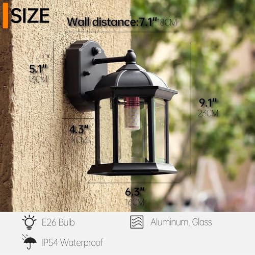 Aplique de pared exterior negro E27 de 9.1'' para iluminación de casas 7